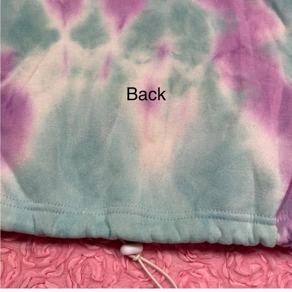 Tie-dye cropped hoodie with drawstring - Picture 2 of 14